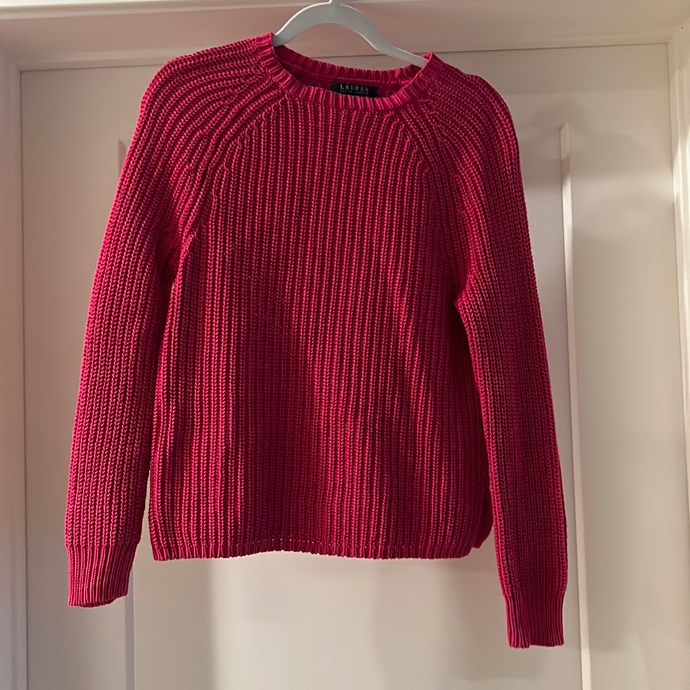 Ralph Lauren knit sweater- hot pink- like new